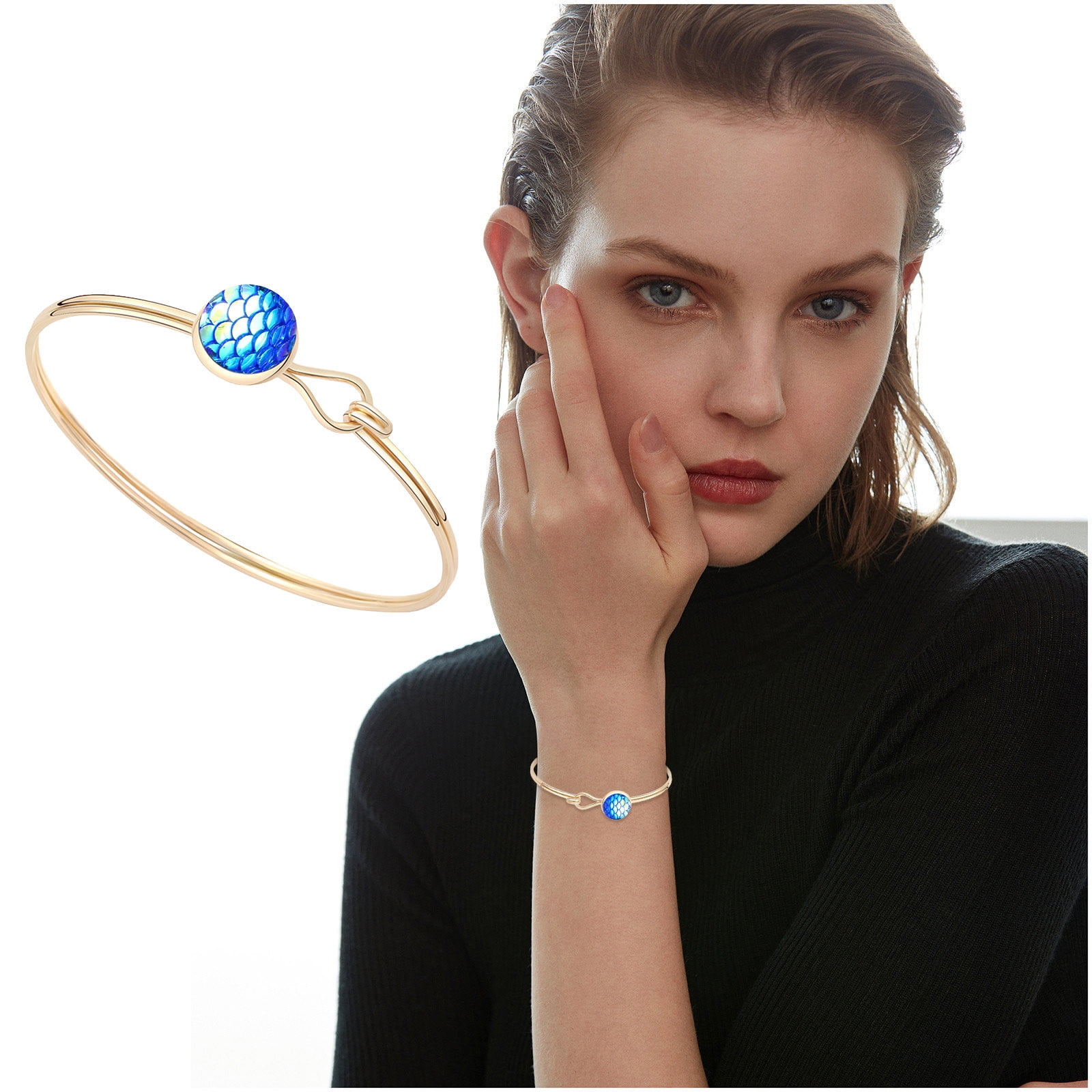 Bracelet Poisson En Alliage Argenté Avec Cristaux - Style Bohème - État Comme Neuf