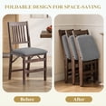 thumbnail image 5 of EOP Folding Dining Chairs Set of 2, Wooden Foldable Dining Room Chairs for Kitchen & Small Spaces, Mid Century Modern Upholstered Kitchen chairs, No Assembly Required, Dark Gray, 5 of 11