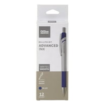 Office Depot Advanced Ink Retractable Ballpoint Pens, Needle Point, 0.7 mm, Silver Barrel, Blue Ink, Pack Of 12