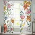 thumbnail image 2 of Vintage Flowers Sheer Curtains 96 Inches Long 2 Panels Set, Window Sheer Curtains for Living Room/Bedroom, Rustic Floral Country Botanical Leaves Light Filtering Rod Pocket Curtain 52'' x 96'' x 2, 2 of 7