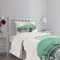 thumbnail image 3 of Ambesonne Cars Quilted Bedspread Set 2 Pcs, Classical Veteran Vehicle, Twin Size, Mint Green Pale Grey, 3 of 5