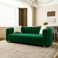 thumbnail image 2 of Mid-Century Modern Sofa for Living Room, 84" Green Tufted Velvet Loveseat Sofa Couch, Sectional Love seat Sofa Couch with Gold Legs, Upholstered Sofa for Apartment Bedroom Apartment Home Office, 2 of 6