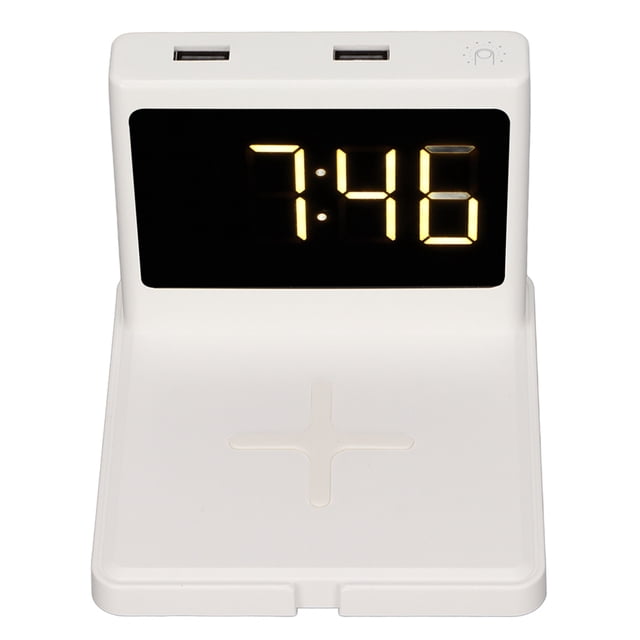 Charging Alarm Clock, Digital Clock Charger Snooze Function 3 in 1 Safe 3 Modes Type C for Mini Fan for Tablet Black,White