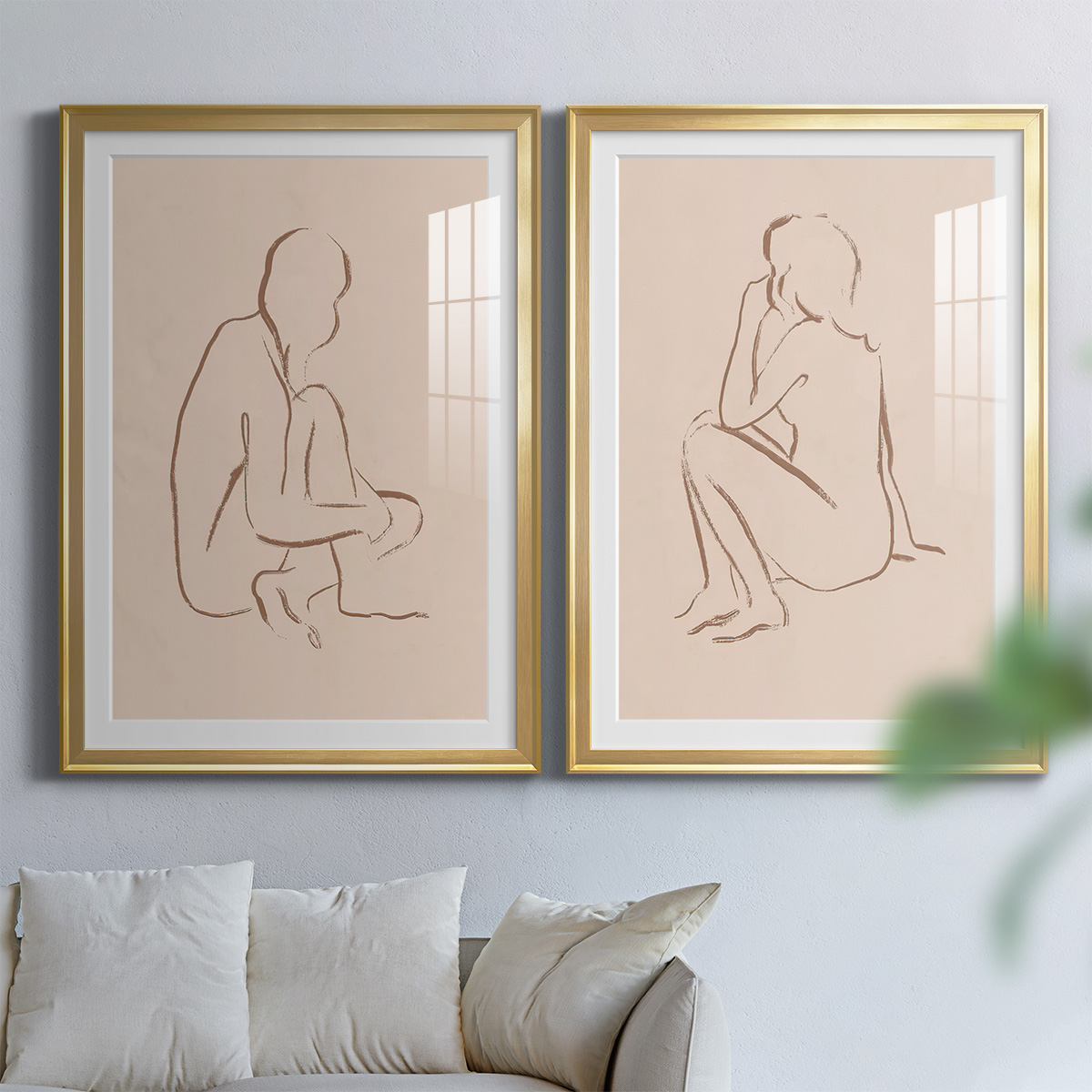Wexford Home Sketched Pose I Premium Framed Print, 26.5" x 36.5" - Ready to Hang, Gold (Set of 2)
