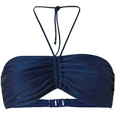 UTTOASFAY Swimsuits for Women s Plus Size Women s Summer Mix & Match Plain Bikini Bandeau Top Swimwear Beachwear Clearance Dark Blue 10(L)