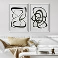 thumbnail image 3 of IDEA4WALL Framed Canvas Print Wall Art Set Geometric Black and White Twists Illustration Duotone Brush Strokes Pattern Modern Digital Art Wall Decor Minimal for Home Decor - White 24"x36"x2, 3 of 5
