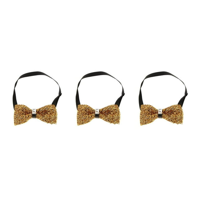 VONKY Sparkling Rhinestone Bowtie for Men for Party and Banquet Attire Gold 3PCS