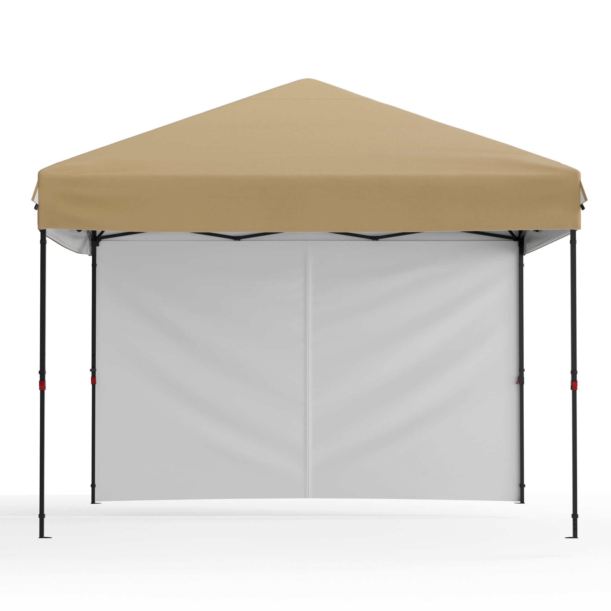 Heavy Duty Pop Up Canopy Tent 10x10 FT – Waterproof & UV-Resistant Outdoor Shelter – 1 Sidewall – Folding 210D Silver Coated Oxford – Easy Setup for Camping, Picnics, Beach, Events – Khaki