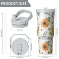 thumbnail image 4 of Sunflower 30oz Tumbler with Carry Handle – Double Wall Stainless Steel Insulated Cup, Flip Straw Lid, Leak-Proof & BPA-Free for Hot and Cold Drinks, Sports Outdoor Workout Christmas Birthday Travel, 4 of 6