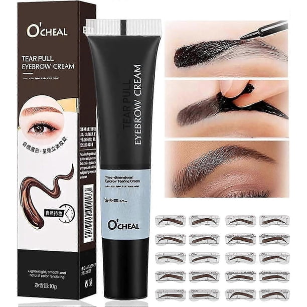 2026 Eyebrow Tint,Peel Off Eyebrow Gel Kit,Dark Brown Semi-Permanent Eyebrow Tint With 10Pcs Eyebrow Stamp Stencil,For Sparse Overplucked Eyebrows Las