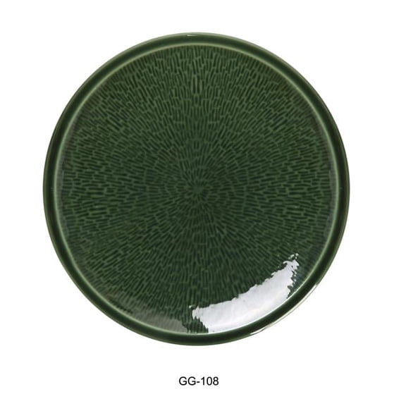 Yanco GG-108 Green Gem 8" X 1" ROUND PLATE, China, Green, Pack of 36
