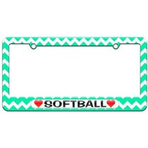 Softball Love with Hearts License Plate Tag Frame, Multiple Colors