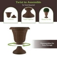 thumbnail image 4 of Pure Garden 16x18-Inch Outdoor Planter 2-Pack - Plastic Urn Planters, Brown, 4 of 7