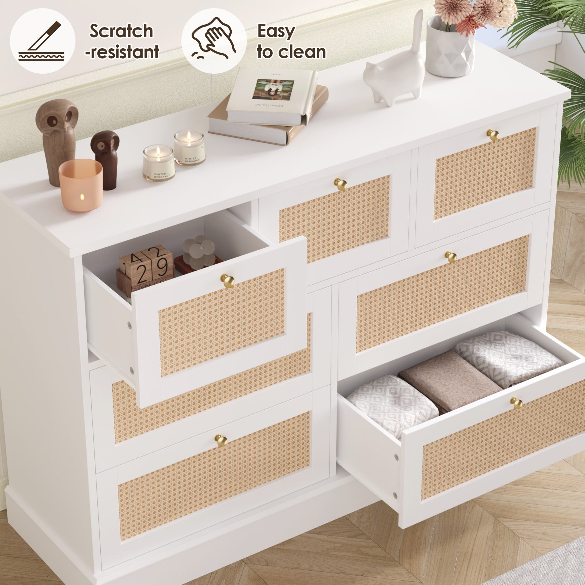 Homfa Rattan Dresser, White 7 Drawer Combo Double Jamaica | Ubuy Homfa Rattan Dresser, White 7 Drawer Combo Double Jamaica | Ubuy