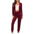 thumbnail image 6 of Velour Tracksuit Womens 2 Pieces Joggers Outfits Jogging Sweatsuits Set Soft Sports Sweat Suits Pants with Pockets Womens Clothes, 6 of 7