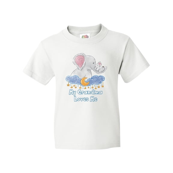 Inktastic My Grandma Loves Me Cute Elephants Clouds Moon and Stars Youth T-Shirt