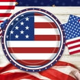 thumbnail image 4 of Twfbrm 16 Pcs 4th of July Paper Plates, 9" American Flag Pattern Disposable Plates, Food Grade Round Dessert Plate Red White and Blue Serving Dish Patriotic Party Supplies for Independence Day, 4 of 7