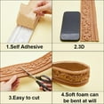 thumbnail image 6 of DIY 247 x 3in Crown Molding Peel and Stick Foam Brown Self Adhesive Flexible Trim 3D Sticky Vintage Decorative Wallpaper Border Wall Edging Foam Baseboard Mirror Border Wall Lines Hotel DIY Decor DIY, 6 of 9