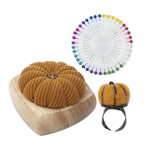 Alfiletero con anillo de portátil Accesorios de Alfiletero Práctico Cojín de aguja de Coser Calabaza En Forma de costura a medida Punto de Amarillo Gloria