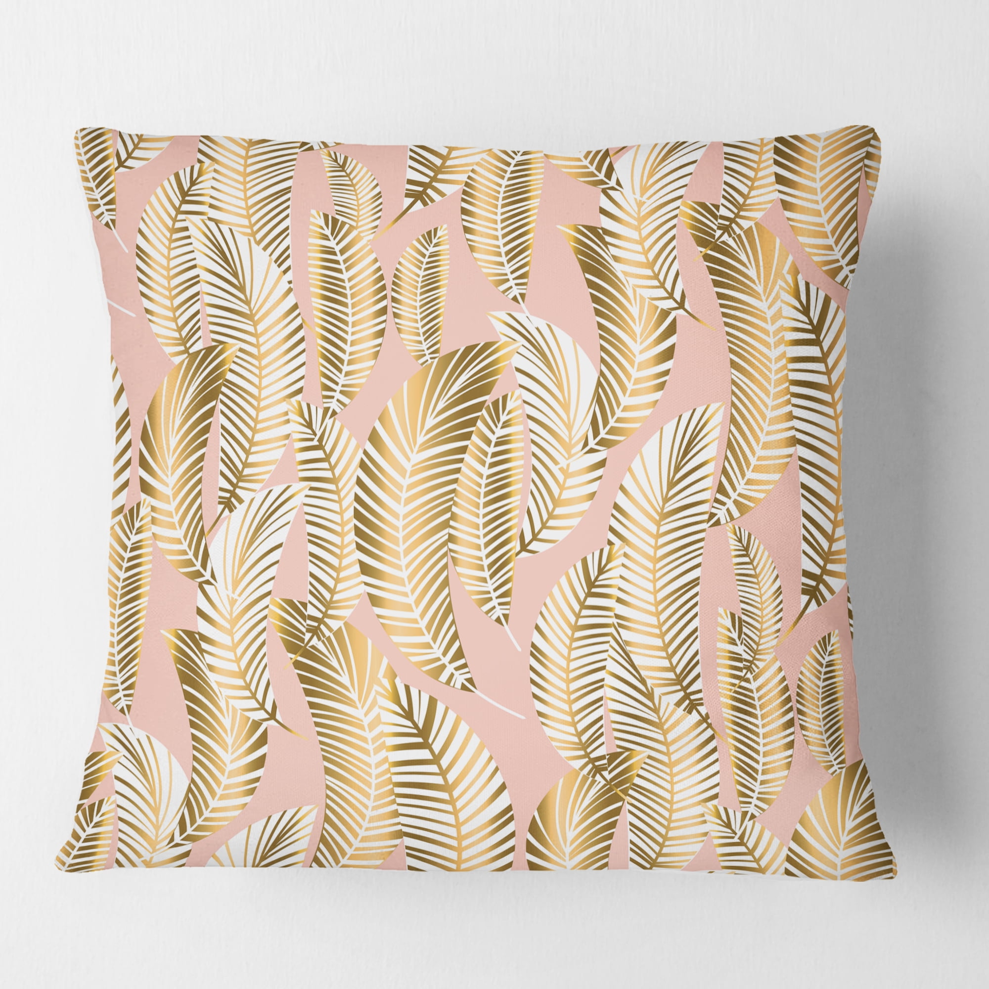 Designart Golden Palm Leaves I' Mid-Century Modern Throw Pillow - 18x18