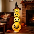 thumbnail image 7 of Light Up Halloween Pumpkin Tower with Witch Hat – 39 Inch Collapsible LED Stacked Pumpkin Decoration, Battery Operated Outdoor Yard Porch Decor for Fall Thanksgiving, 7 of 7