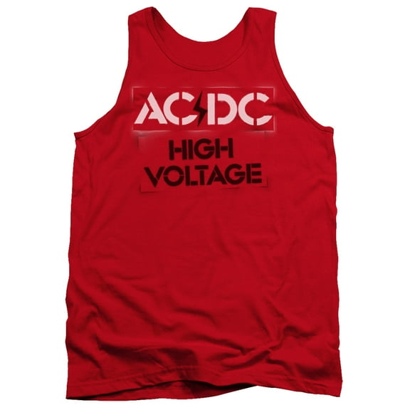 AC/DC Men's High Voltage Stencil Mens Tank Small Red