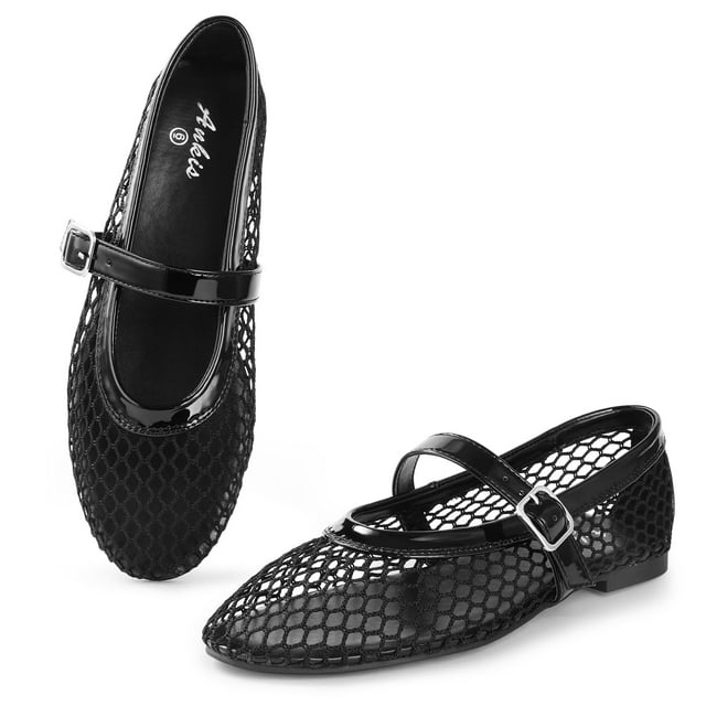 Sandalias planas Ankis Mesh para mujer negras 2025 Summer