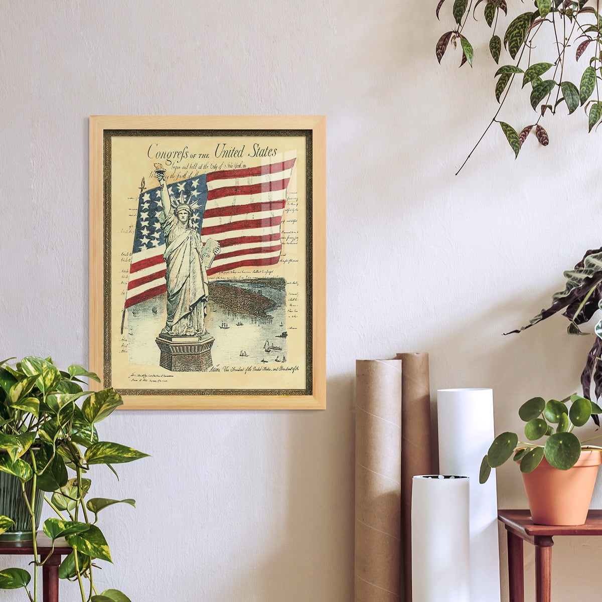 USE D # Proud To Be An American I -Framed Print w/glass-Natural Wood
