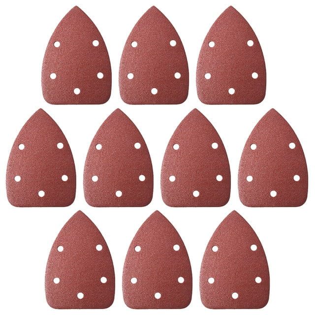 Lija de Detalle Triangular Uxcell, Papel de Lijado, Hojas de Almohadilla de Lijado Variadas, 5 Agujeros 100 Grits 10pcs