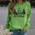 thumbnail image 2 of Lightweight Crewneck Sweatshirts Womens Xmas Tree Printed Merry Christmas Holiday Outfits Long Sleeve Loose Tops (2XL, Mint Green), 2 of 4