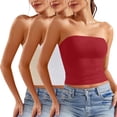 thumbnail image 1 of ZACPNCV 3 Pcs Shapewear Tube Tops Sans Bretelles Froncé Soutien-Gorge Intégré Décontracté Rouge m, 1 of 8