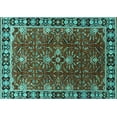 thumbnail image 1 of Ahgly Company Machine Washable Indoor Rectangle Oriental Turquoise Blue Traditional Area Rugs, 2' x 5', 1 of 4