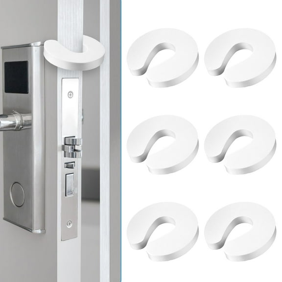 6 Pcs Door Stop Stopper Eva Wall Mounted Jammer Stop Door Stopper Holder Lock Baby Kids Safety Guard Finger Protect, White