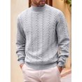 thumbnail image 4 of Men'S Mock Neck Vertical Cable Knit Long Sleeve Pullover Sweater Gray XXXL, 4 of 7
