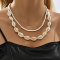 thumbnail image 3 of Shell Necklace for Women Seashell Necklace Beach Charm Necklace Pearl Starfish Beaded Necklace Layered Charm Necklace Beach Essentials Summer Outfits for Women, 3 of 6