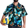 thumbnail image 4 of Flower Butterfly Men's Short Sleeve Casual Printed Button Down Beach Shirts - Summer Fashion Tops, 4 of 6