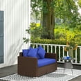 thumbnail image 2 of Barara King Patio Outdoor Sofa,Wicker Loveseat, Patio Furniture Couch with Cushions, 2 Seat PE Rattan Sofa, 2 Throw Pillows, Blue, 2 of 11