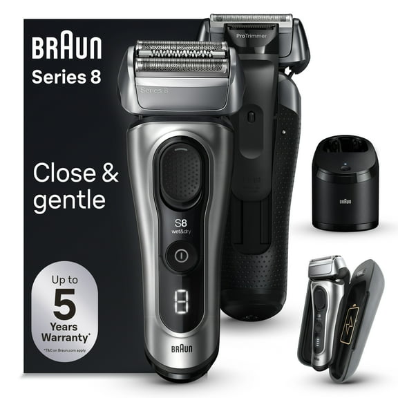 Braun Series 8 Electric Shaver for Men, 5in1 SmartCare Center, Powercase, 8577cc Galvano Silver