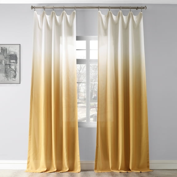 Ombre Gold Faux Linen Sheer Curtain (1 Panel), Ombre Gold, 50W X 96L