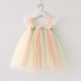 thumbnail image 4 of Kiijoy Girls Flutter Sleeve Tulle Dress Square Neck Tutu Princess Dress, Beige, Size 6M-6Y, 4 of 4