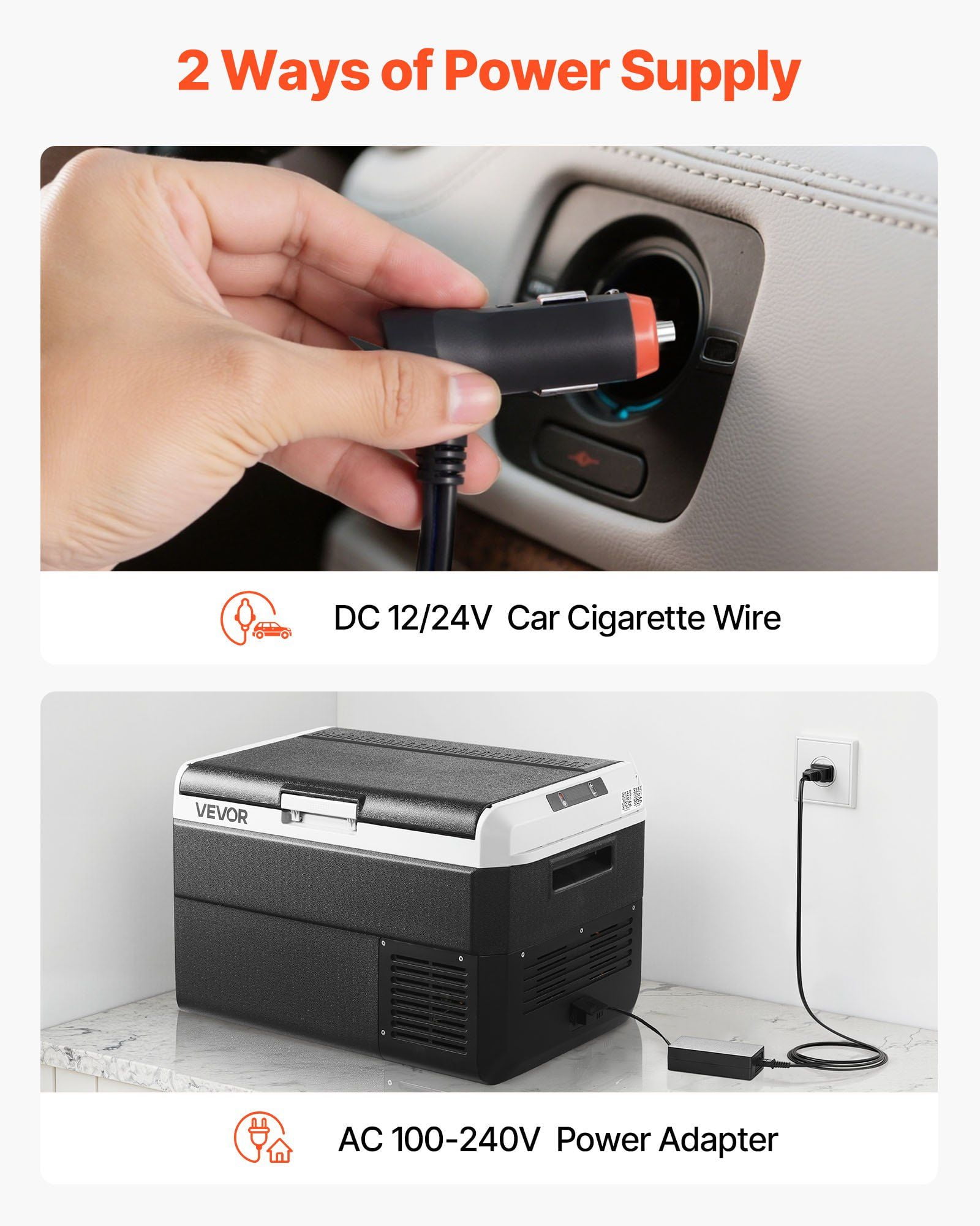 12 Volt Car Refrigerator 42.3QT 40L Portable Electric Cooler Freezer Adjustable Temperature 4F to 68F 12V 24V DC 100 240V AC for Outdoor Camping Travel RV