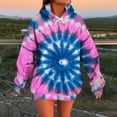 thumbnail image 2 of Uootdi Women's Tie Dye Hoodie Dress Galaxy Print Oversized Long Sleeve Pullover Kangaroo Pocket Casual Fall Festival Streetwear Trendy Loose Fit Top Pink Women Tops, 2 of 5