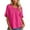 Hot Pink, variant on MIXUE Boho Tops For Women Summer Solid Color Round Neck Short Sleeve Casual Soft Pullover Shirts For Women T Shirts Daily-Wear,Blue,L