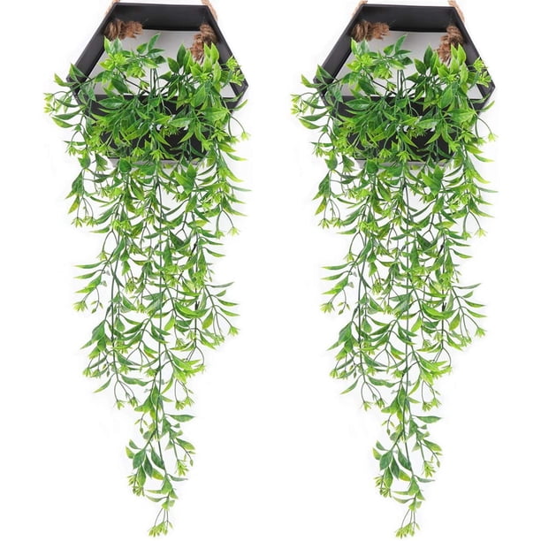 Paquete de 2 enredaderas colgantes artificiales, plantas falsas, hojas de hiedra, decoración de pared para interiores y exteriores, vegetación de plástico para cestas colgantes de pared, decoración de guirnaldas de boda, 31 pulgadas BANYUO Electrónica