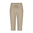 thumbnail image 5 of lmcalzta Capris Pants for Men Linen Summer Drawstring Beach Pants with Pockets Fashion 2025, 5 of 7