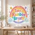 thumbnail image 5 of Take a Rainbow Breath Scene with Clouds and Stars, Cheerful Illustration for Kids, Mindfulness Wall Decor, Back to School Gift, Tapestry Wall Hanging for Classroom and Playroom, 5 of 7