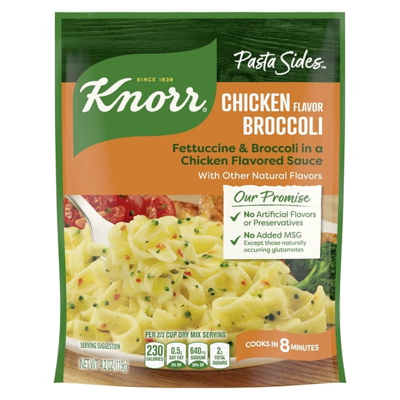 Knorr No Artificial Flavors Creamy Chicken Flavor Broccoli Fettuccine Pasta, 4.2 oz (Pack of 4)