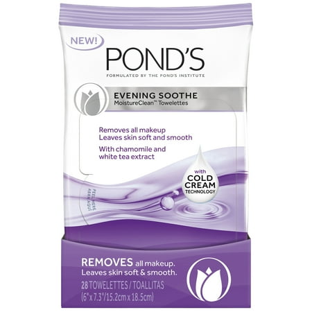 Pond's MoistureClean Evening Soothe Makeup Remover Wipes, 28 ct
