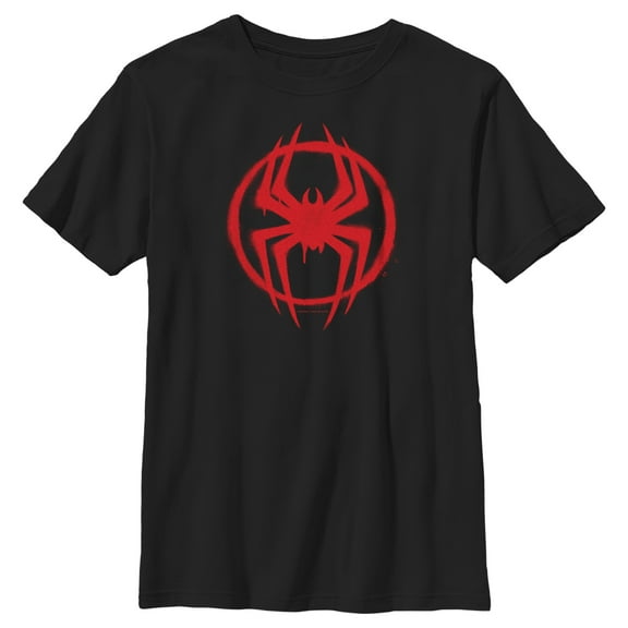 Boy's Spider-Man: Across the Spider-Verse Graffiti Spider Logo Graphic Tee Black Medium