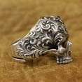 thumbnail image 6 of Red CZ Eyes 925 Sterling Silver Tang Dynasty Engraving Pattern Skull Punk Ring TA439 US Size 13, 6 of 16